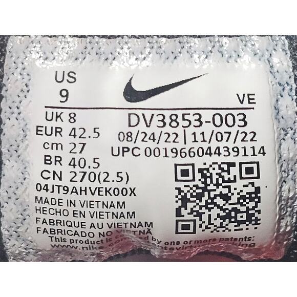 NIKE Air Zoom Pegasus 40 in Black and Crimson Red Men's Size 9 - Picture 9 of 10